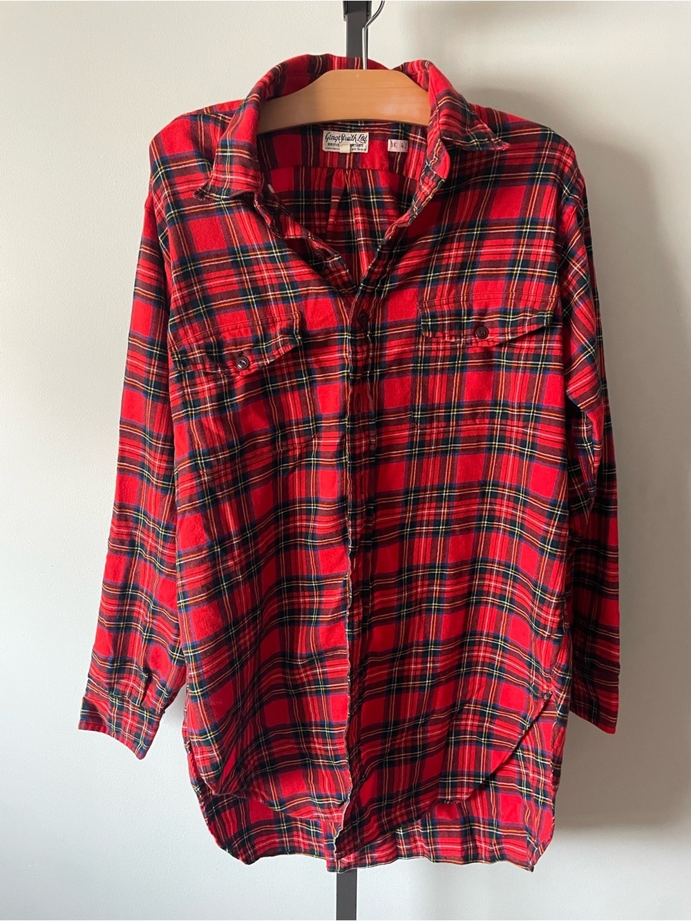 50s 60s Vintage Viyella George Straith Ltd.Wool Tartan Plaid Button Down Shirt